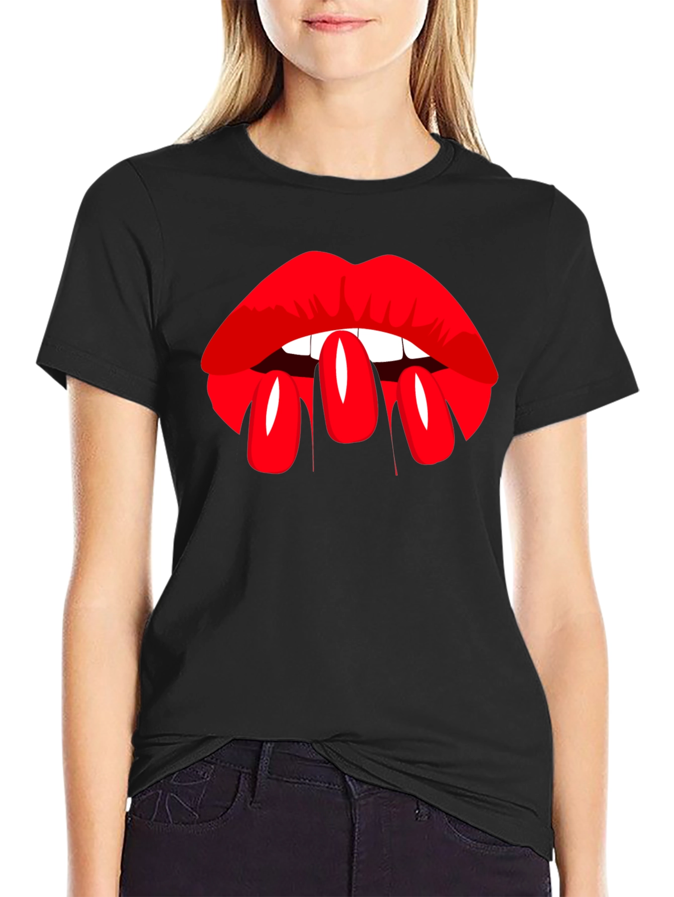 Lip Service Graphic Tee - Bold Black T-Shirt