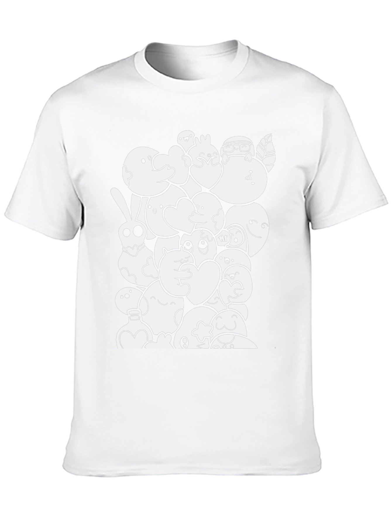 Fun Cartoon Doodle Black Cotton T-Shirt