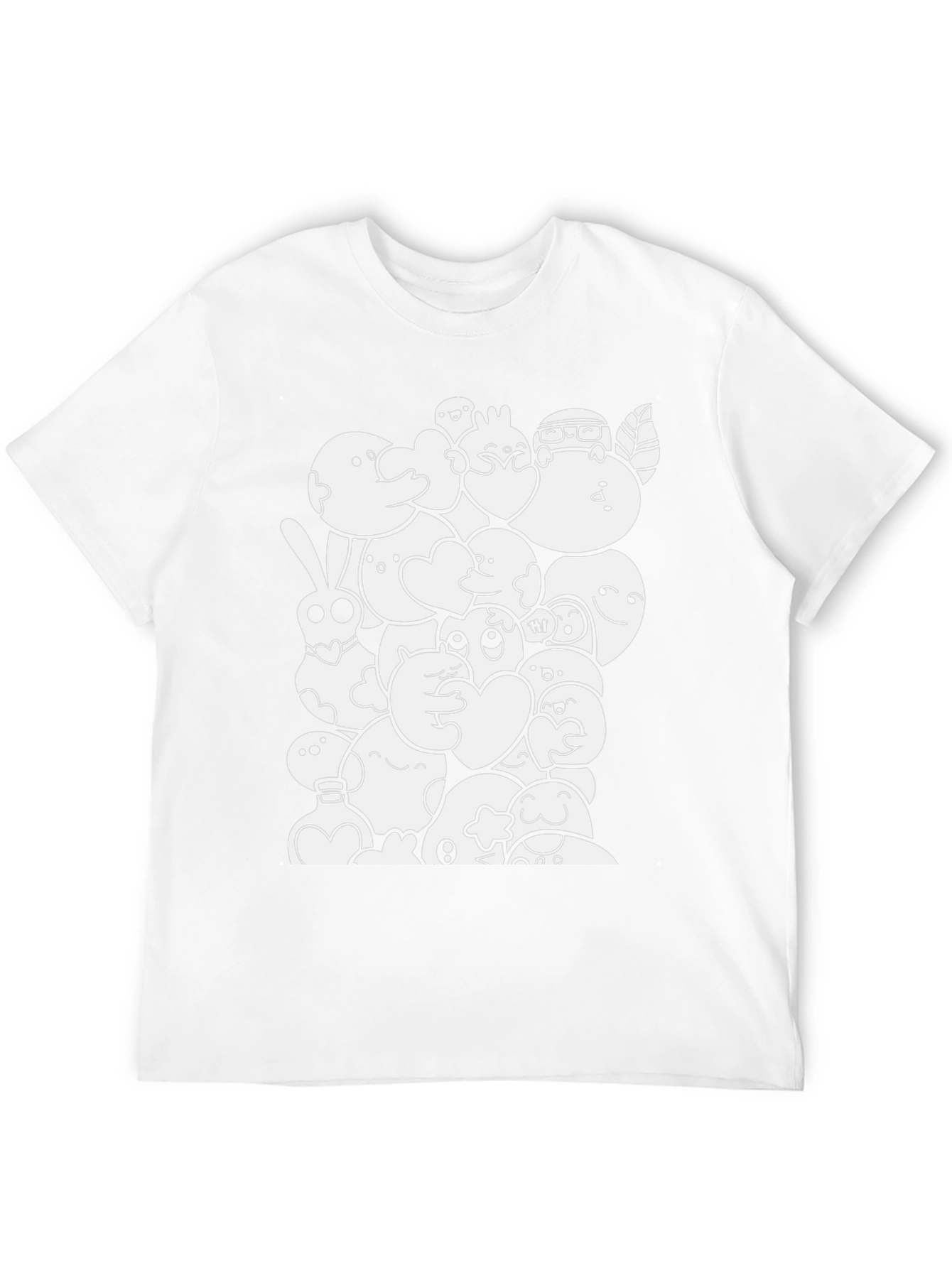 Fun Cartoon Doodle Black Cotton T-Shirt