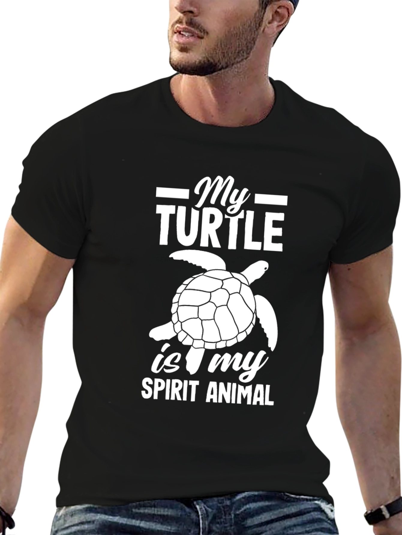 Turtle Spirit Animal Black Graphic Tee