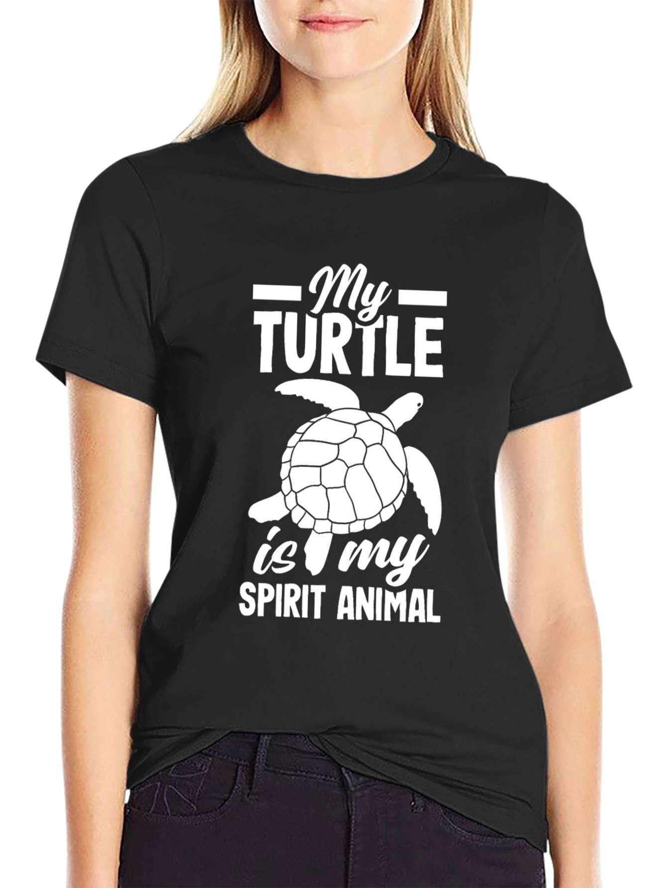 Turtle Spirit Animal Black Graphic Tee