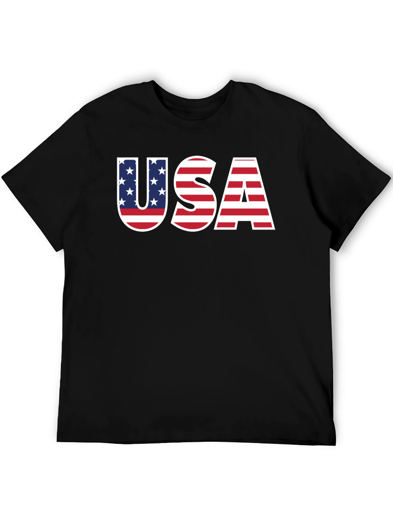 USA Flag Graphic Black T-Shirt