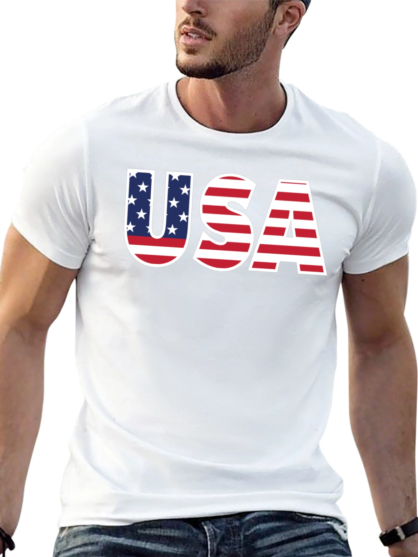 USA Flag Graphic Black T-Shirt
