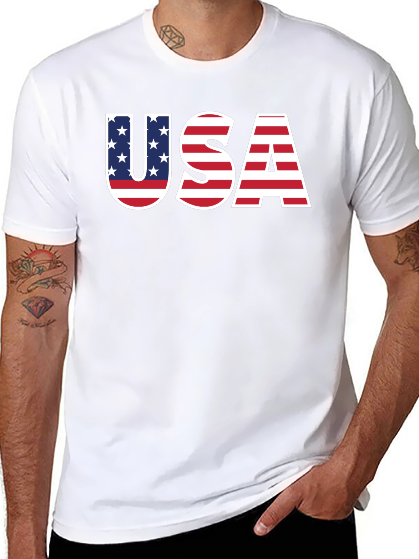 USA Flag Graphic Black T-Shirt