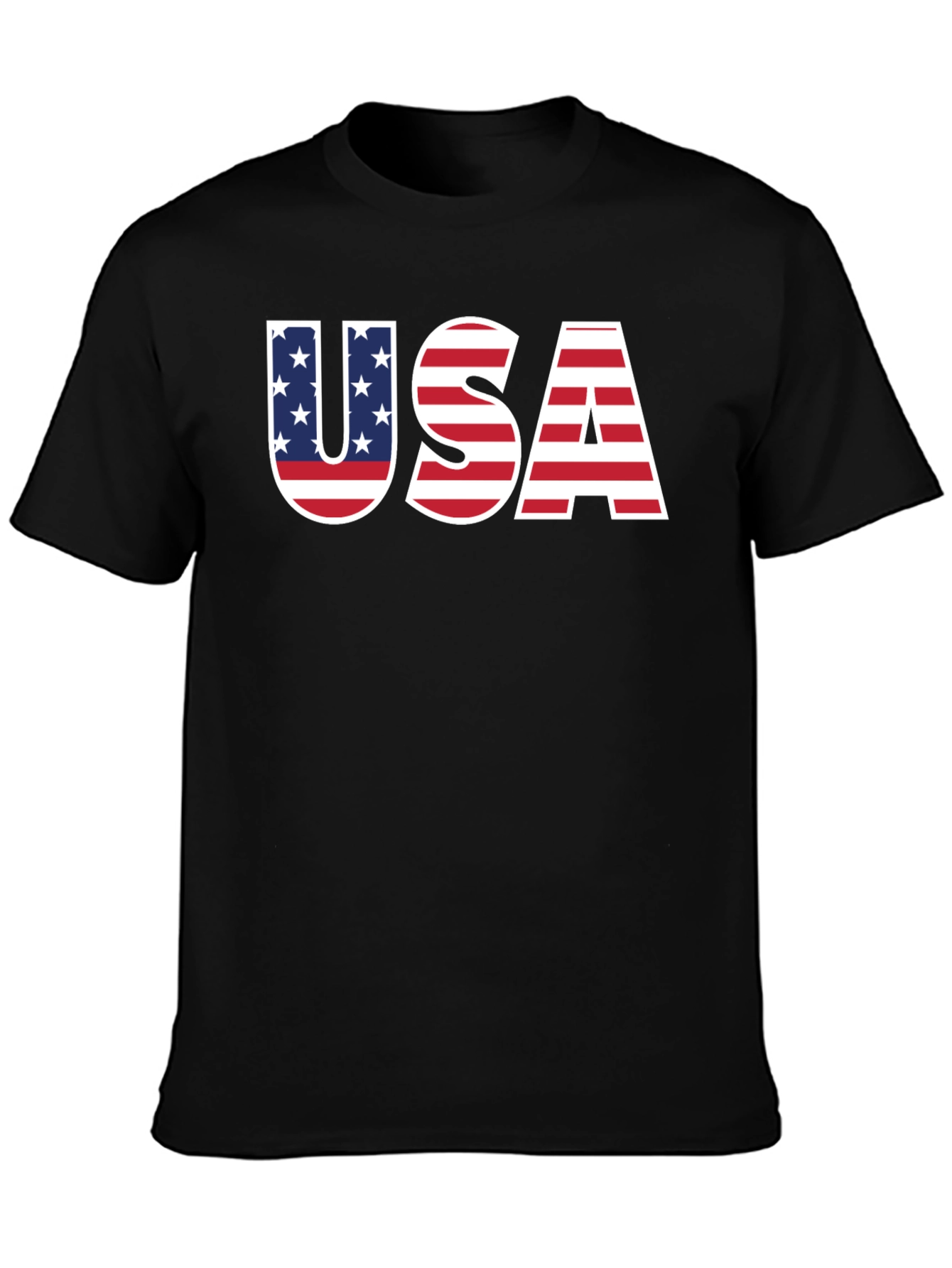 USA Flag Graphic Black T-Shirt
