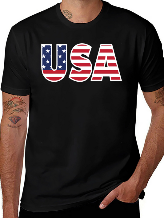 USA Flag Graphic Black T-Shirt
