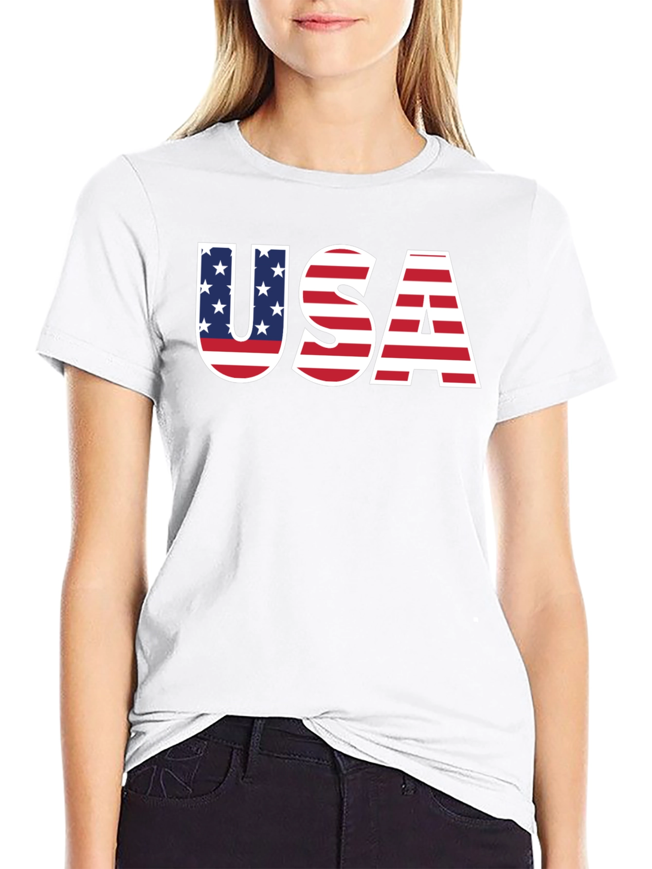 USA Flag Graphic Black T-Shirt