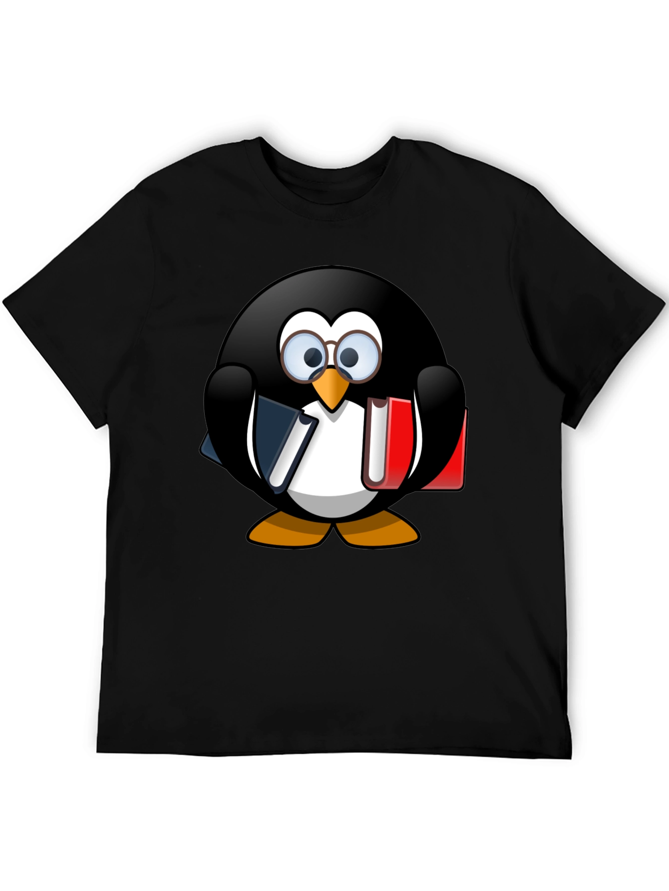 Penguin Reader Graphic Tee - Black Cotton T-Shirt