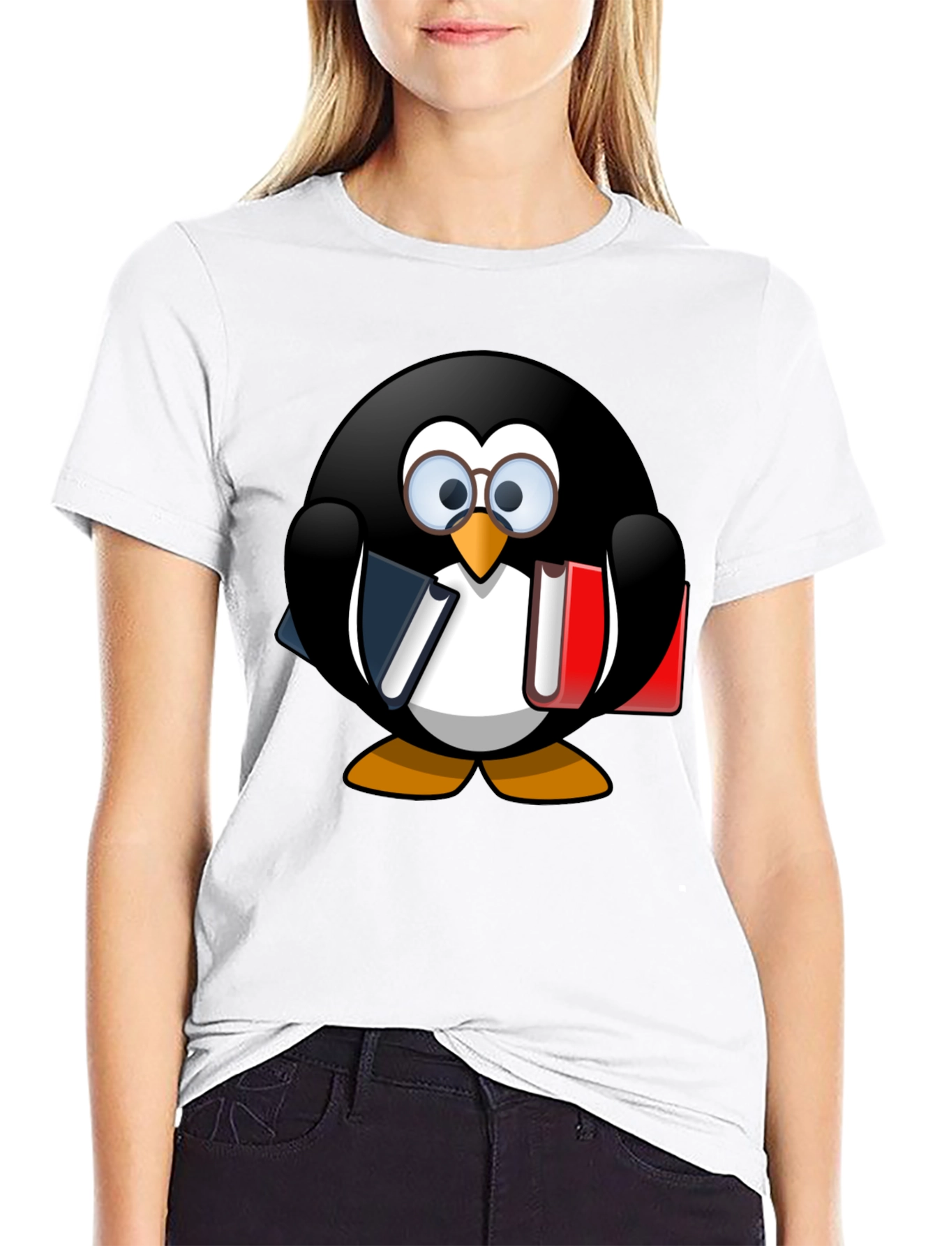 Penguin Reader Graphic Tee - Black Cotton T-Shirt