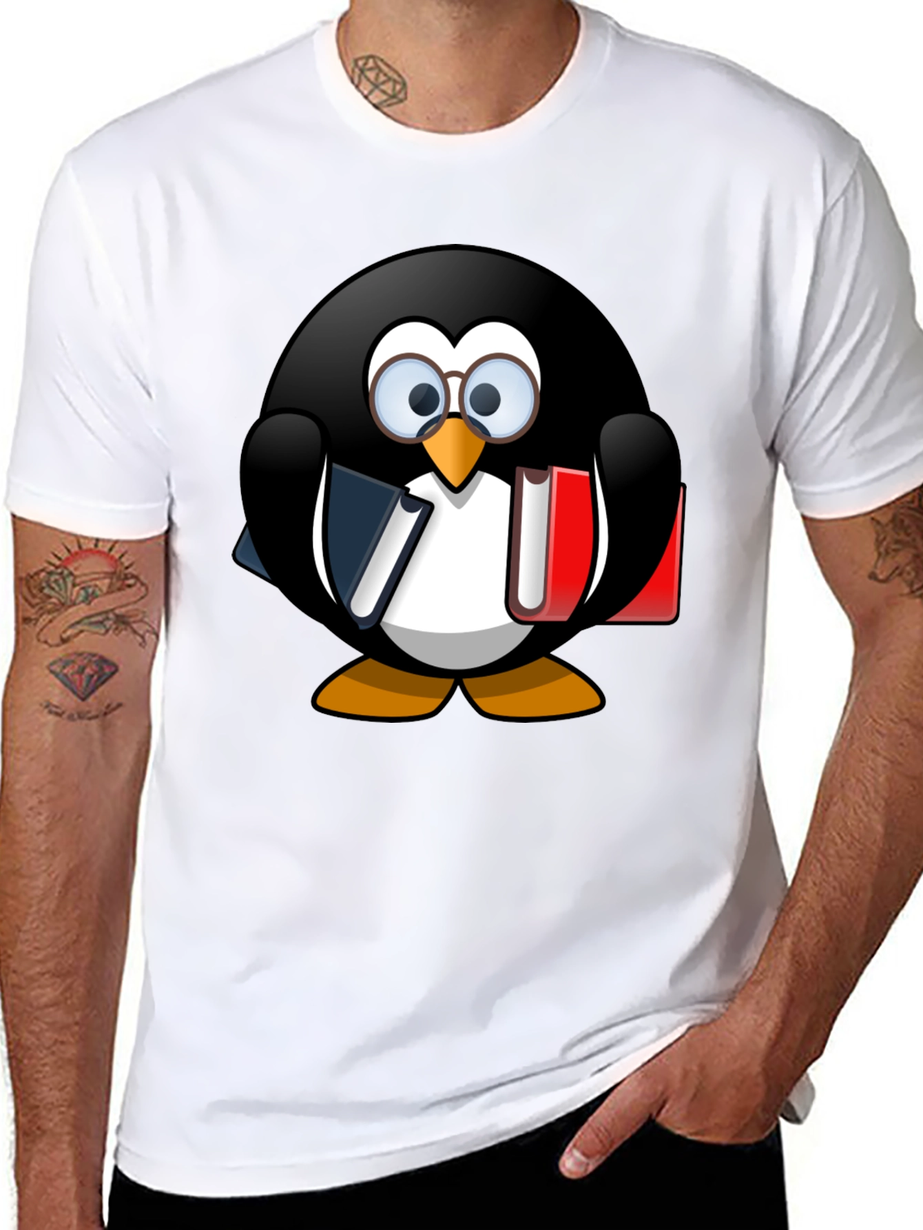 Penguin Reader Graphic Tee - Black Cotton T-Shirt