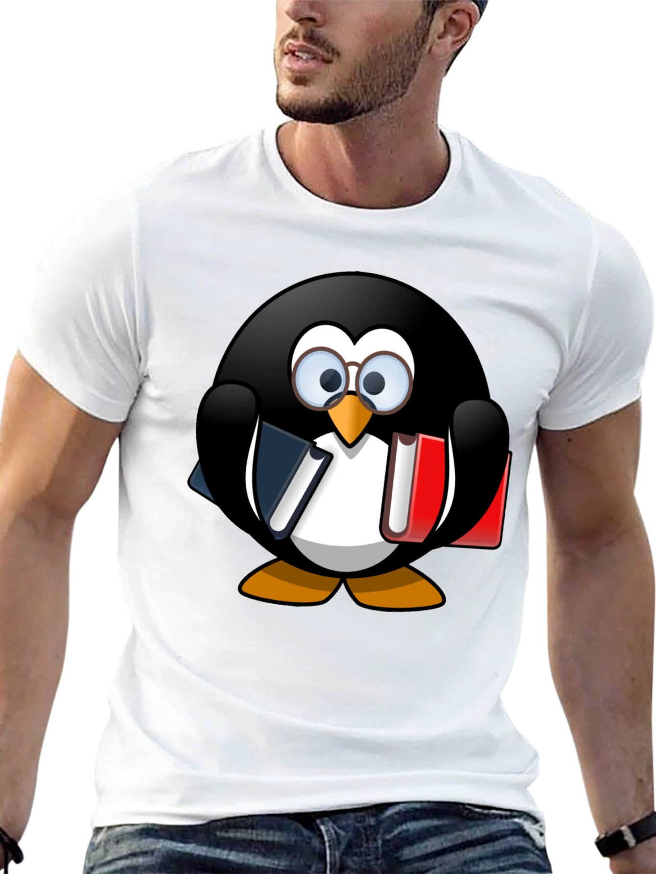 Penguin Reader Graphic Tee - Black Cotton T-Shirt