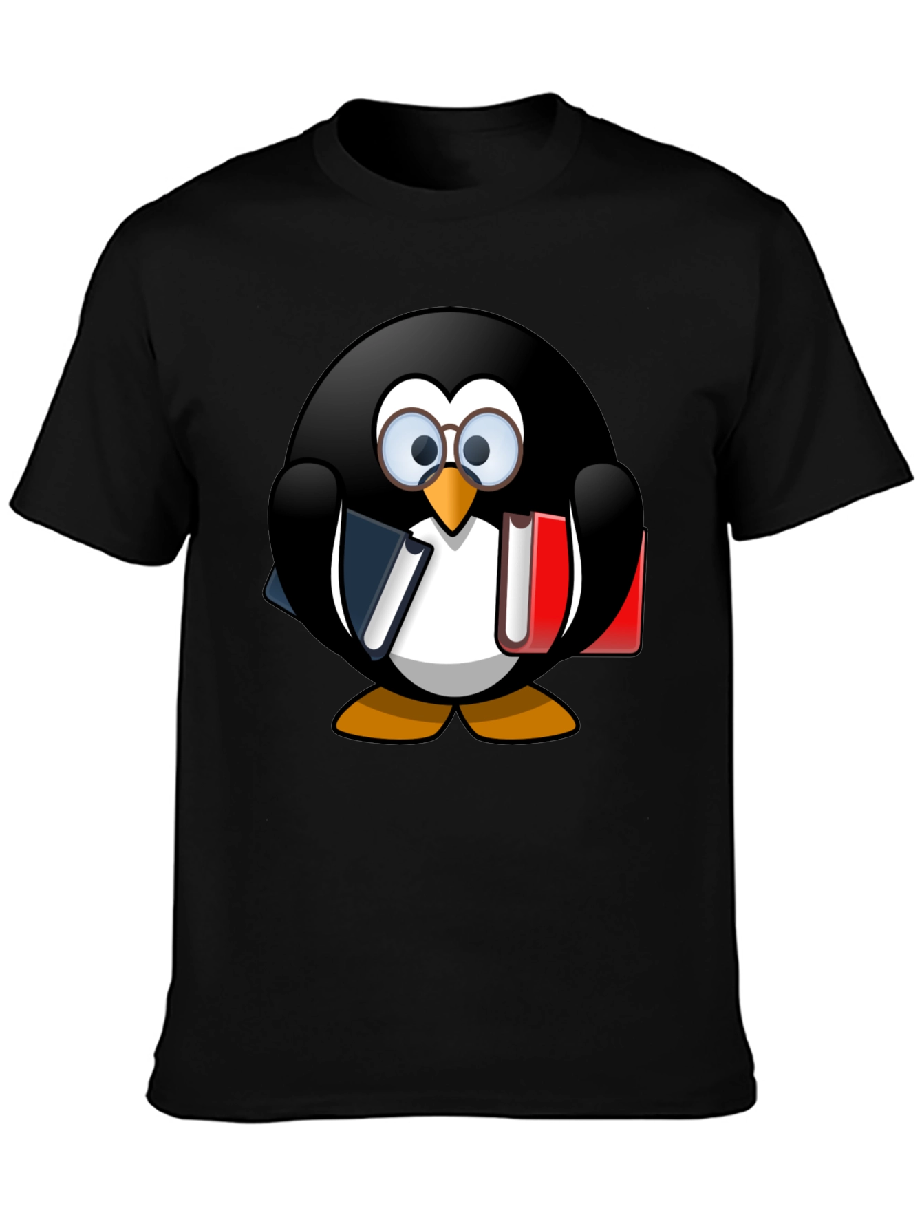 Penguin Reader Graphic Tee - Black Cotton T-Shirt