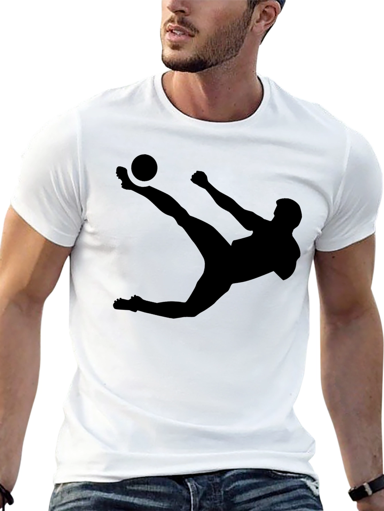 Soccer Kick Silhouette Black T-Shirt
