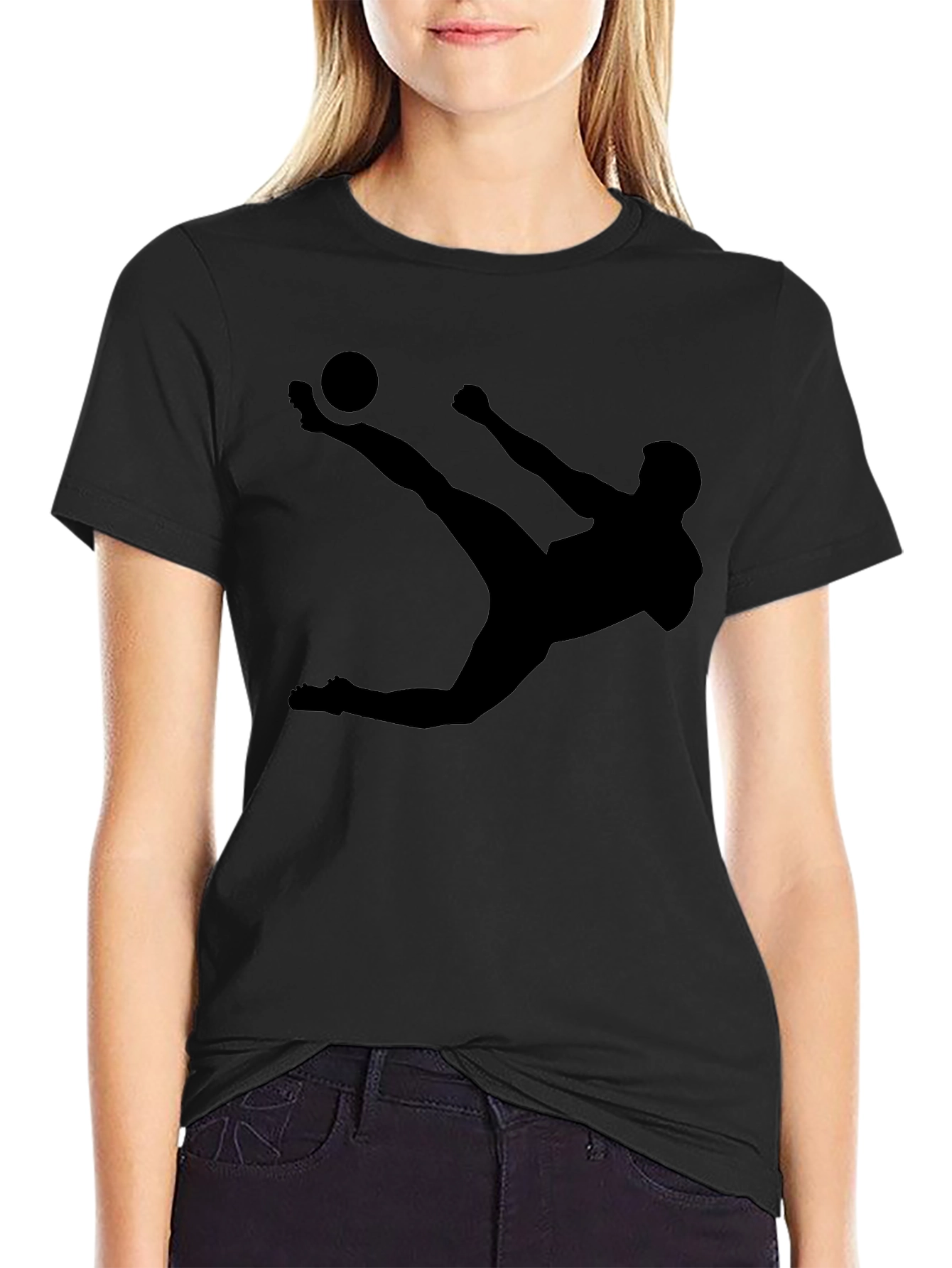 Soccer Kick Silhouette Black T-Shirt