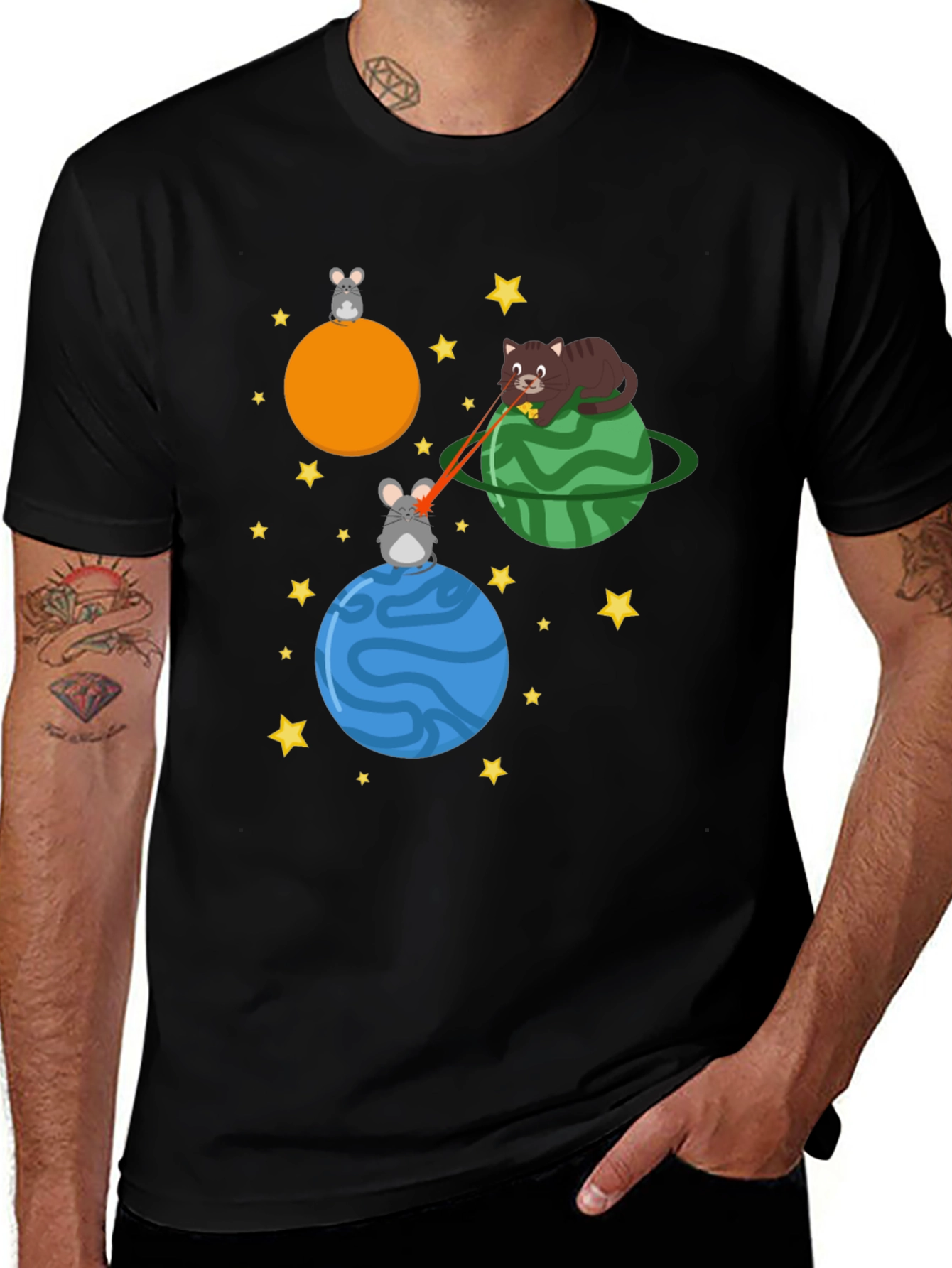 Cosmic Cat & Mouse Laser Beam T-Shirt