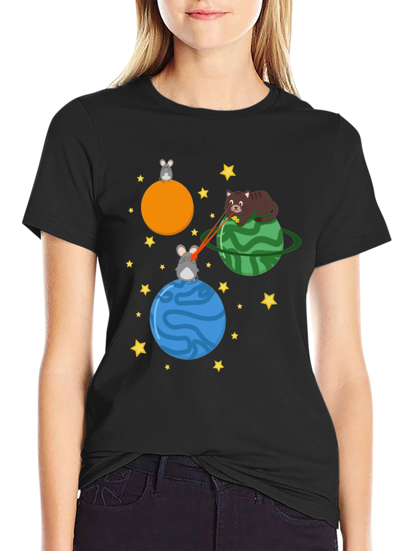 Cosmic Cat & Mouse Laser Beam T-Shirt