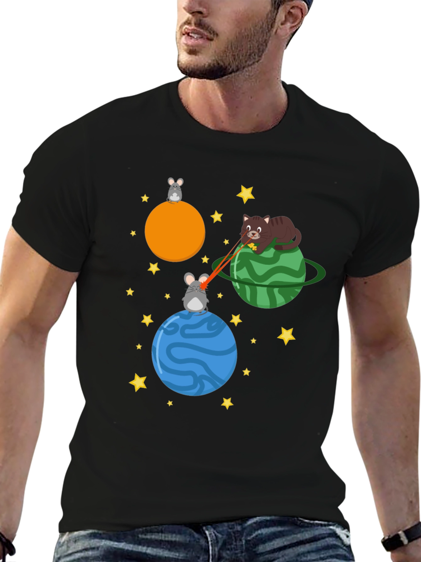 Cosmic Cat & Mouse Laser Beam T-Shirt