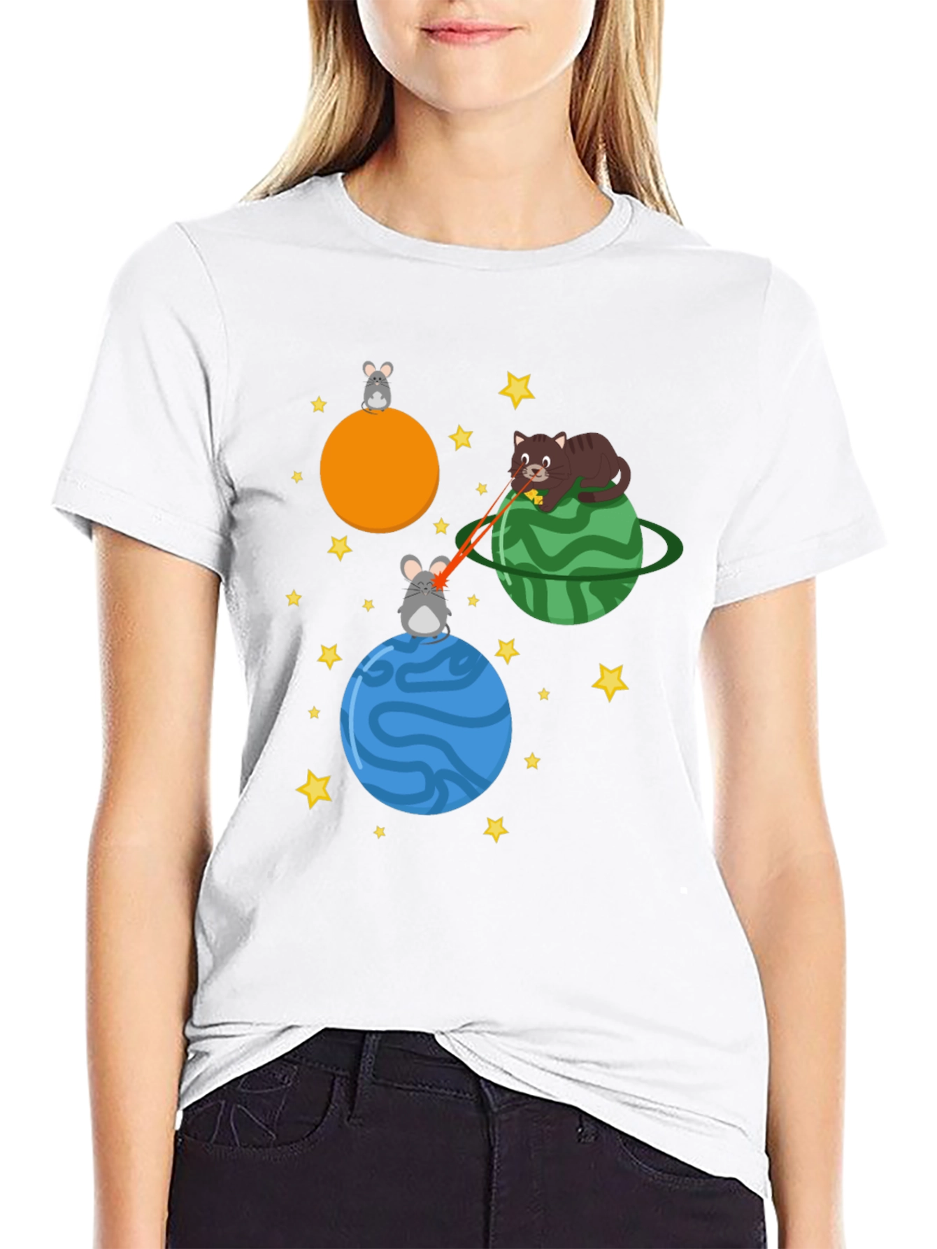 Cosmic Cat & Mouse Laser Beam T-Shirt