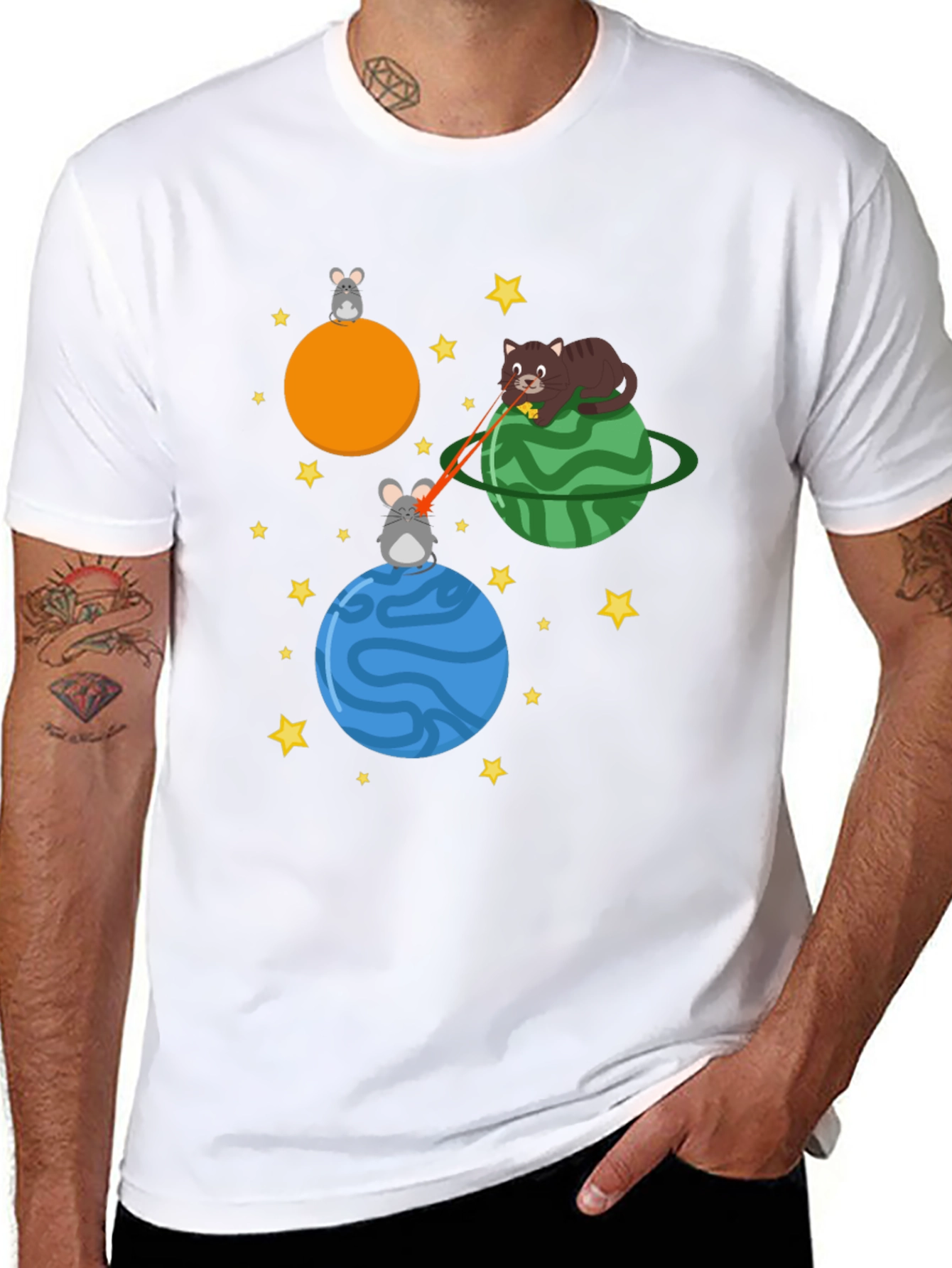 Cosmic Cat & Mouse Laser Beam T-Shirt