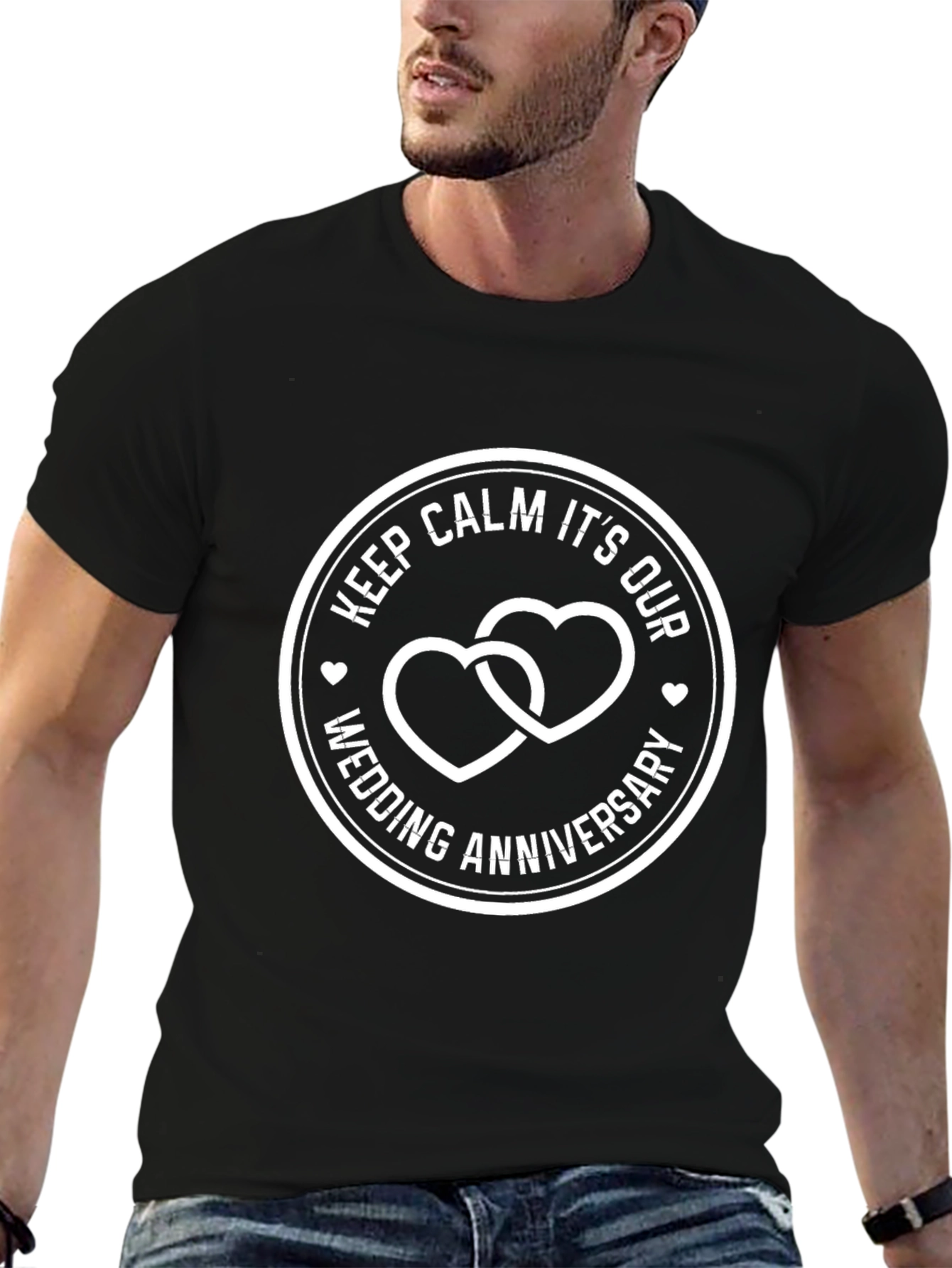 Keep Calm Wedding Anniversary Black T-Shirt