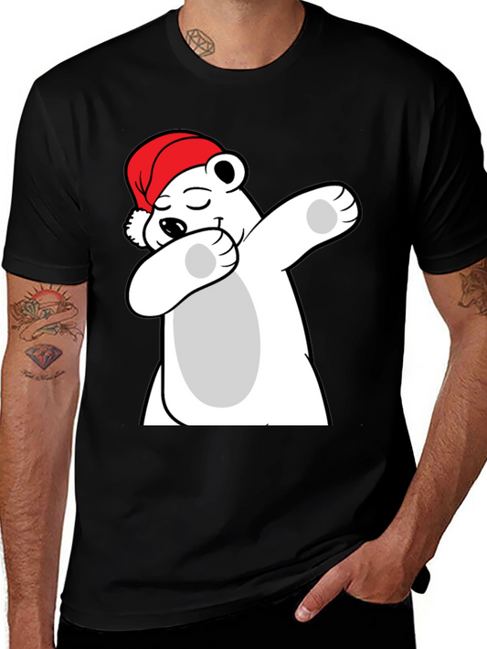 Cool Polar Bear Dabbing Santa Hat T-Shirt