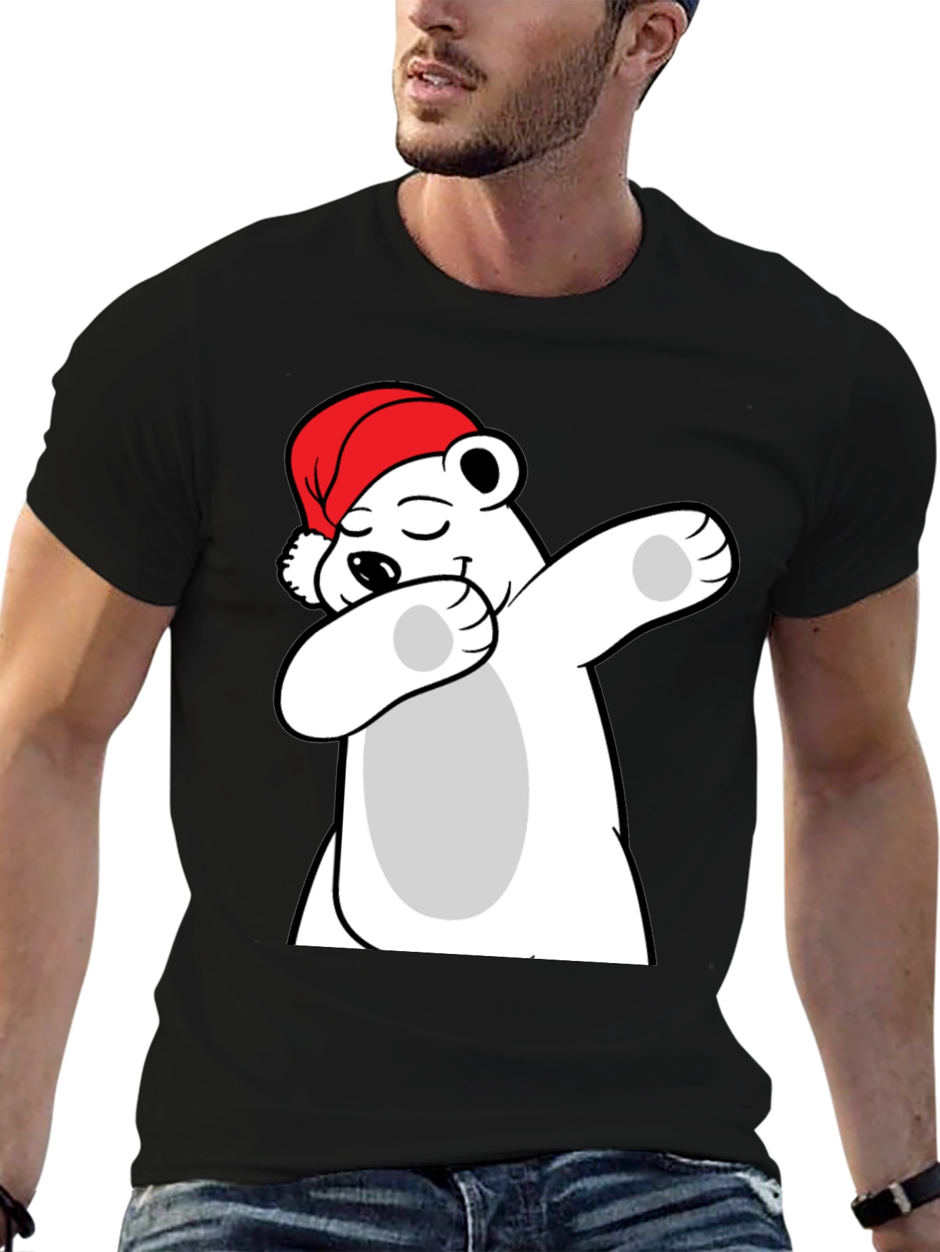 Cool Polar Bear Dabbing Santa Hat T-Shirt