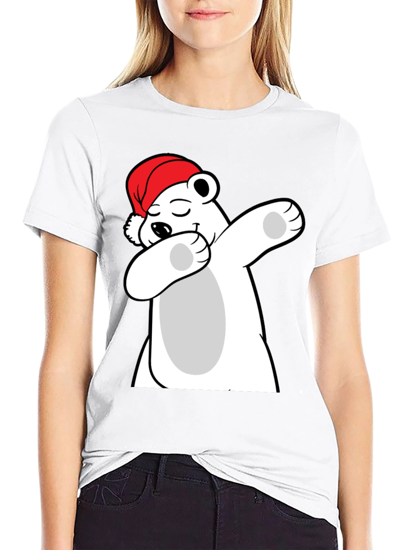 Cool Polar Bear Dabbing Santa Hat T-Shirt
