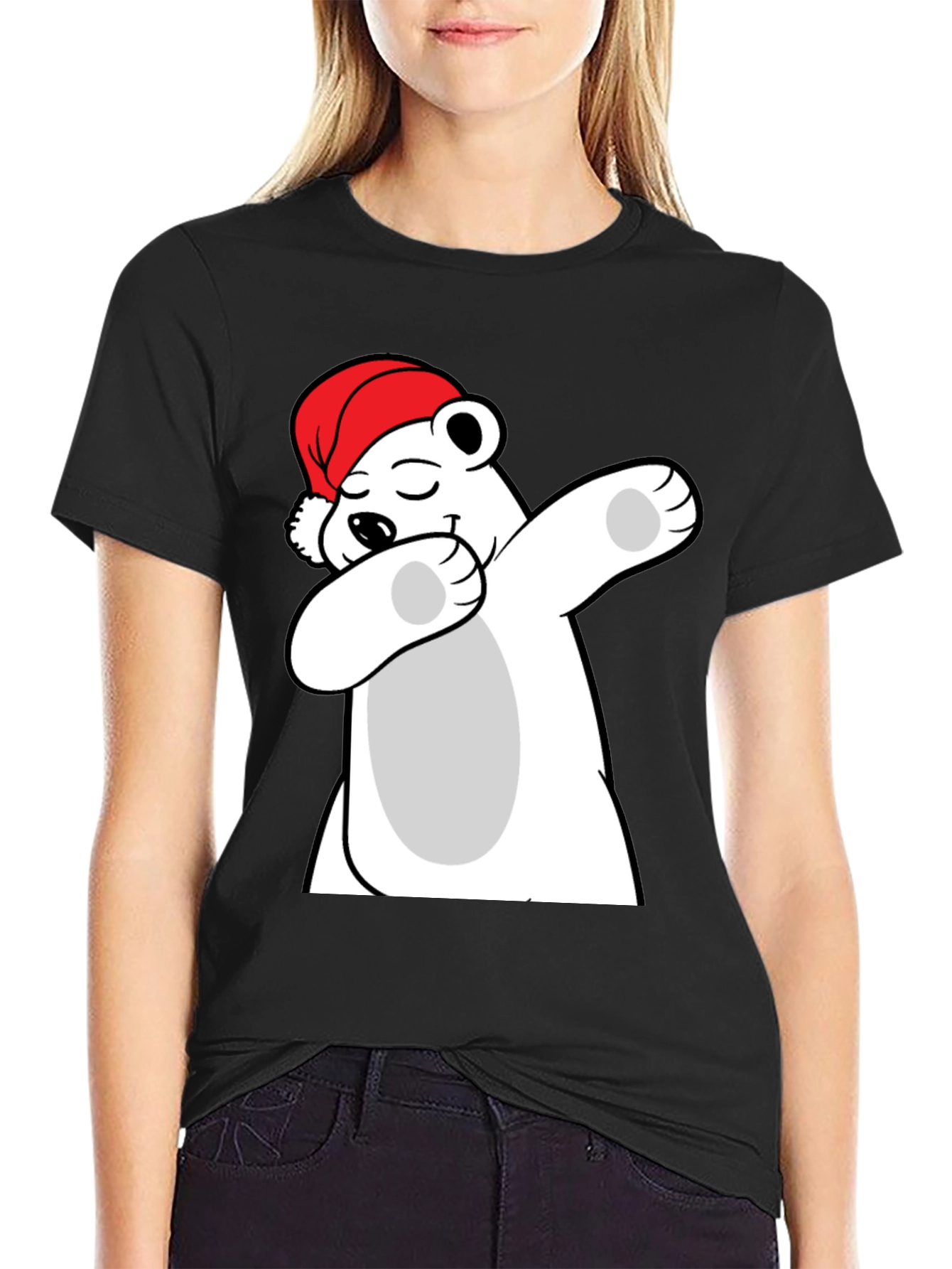 Cool Polar Bear Dabbing Santa Hat T-Shirt