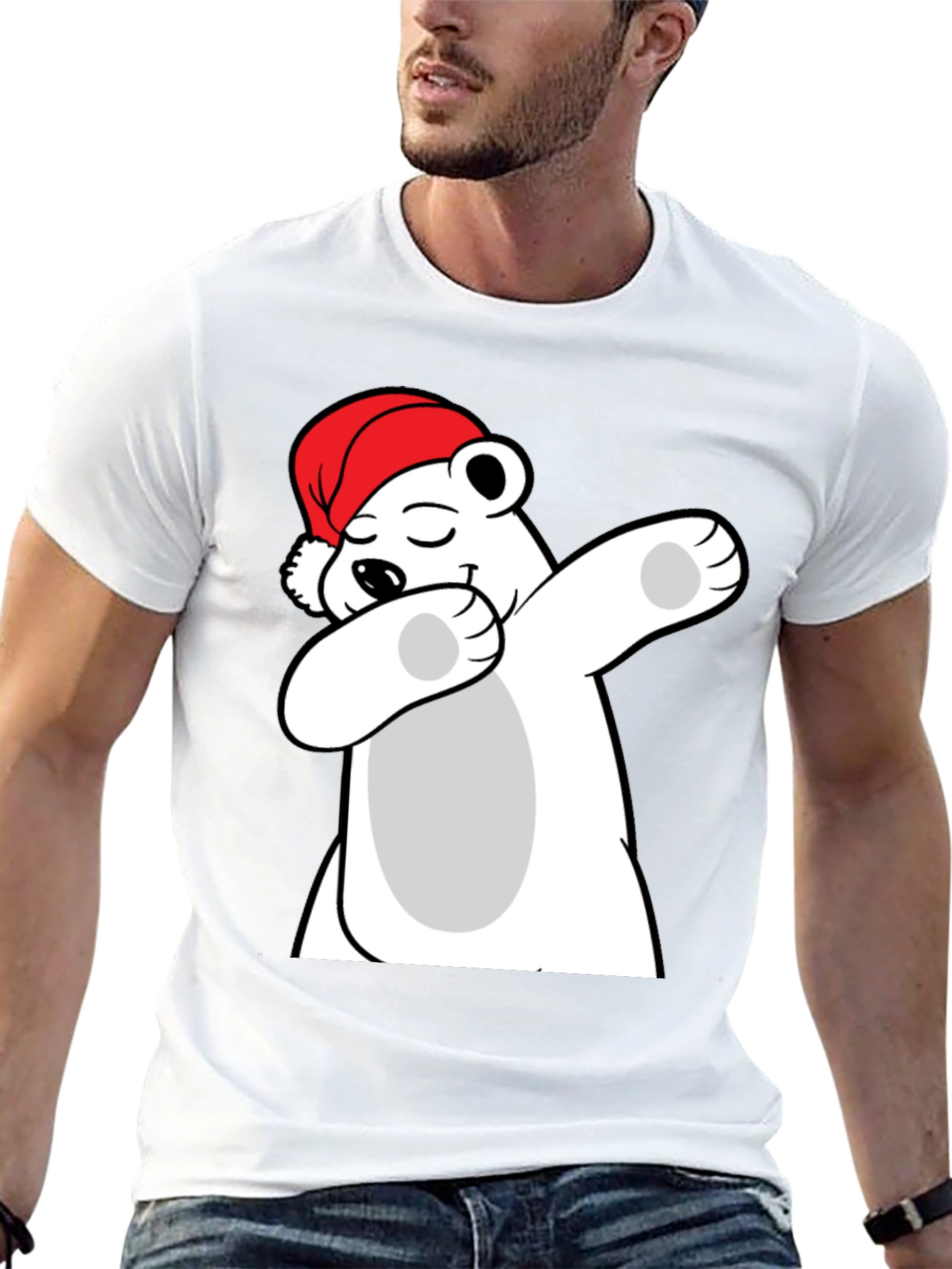 Cool Polar Bear Dabbing Santa Hat T-Shirt