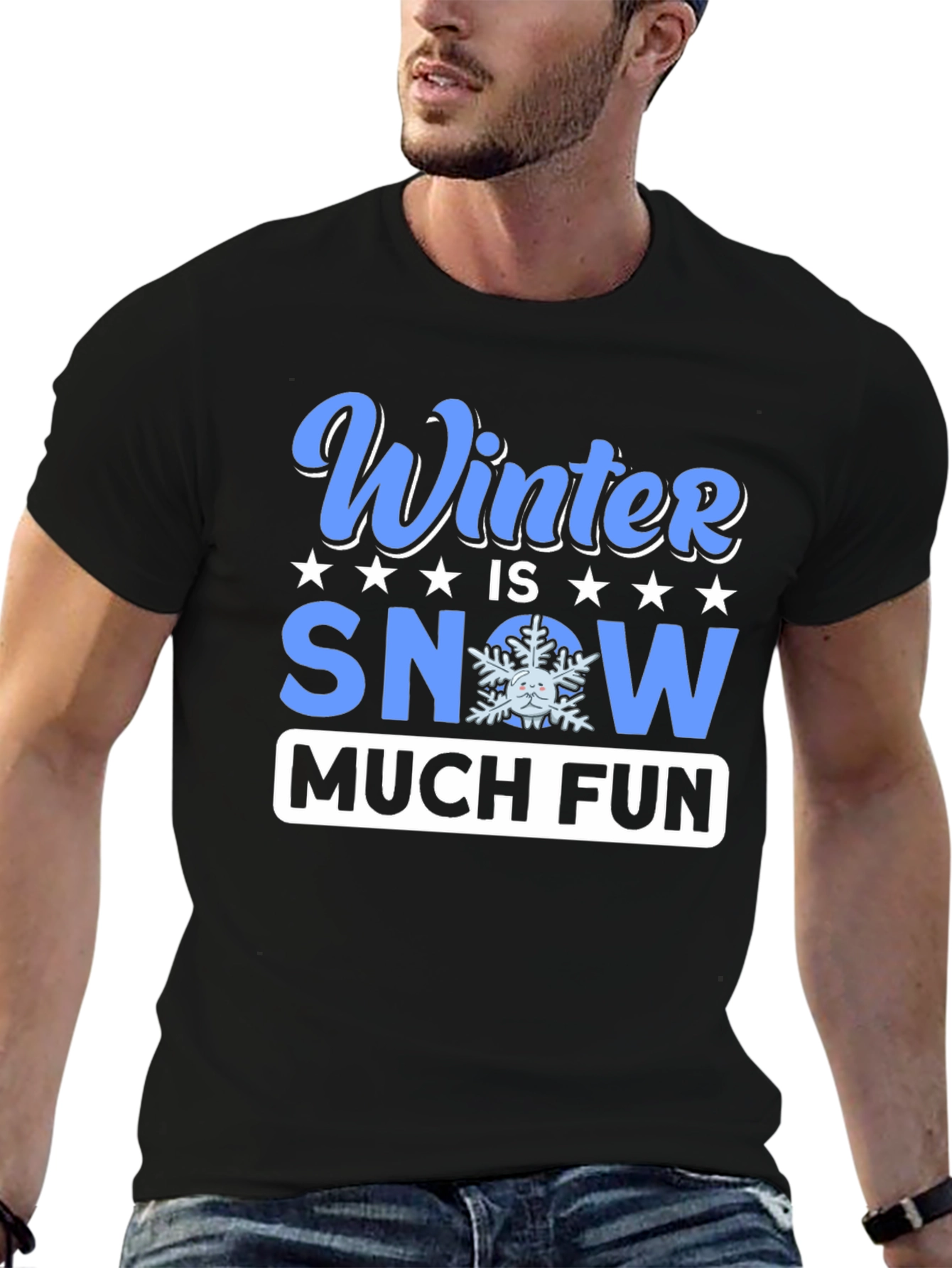 Winter Snow Much Fun Black T-Shirt