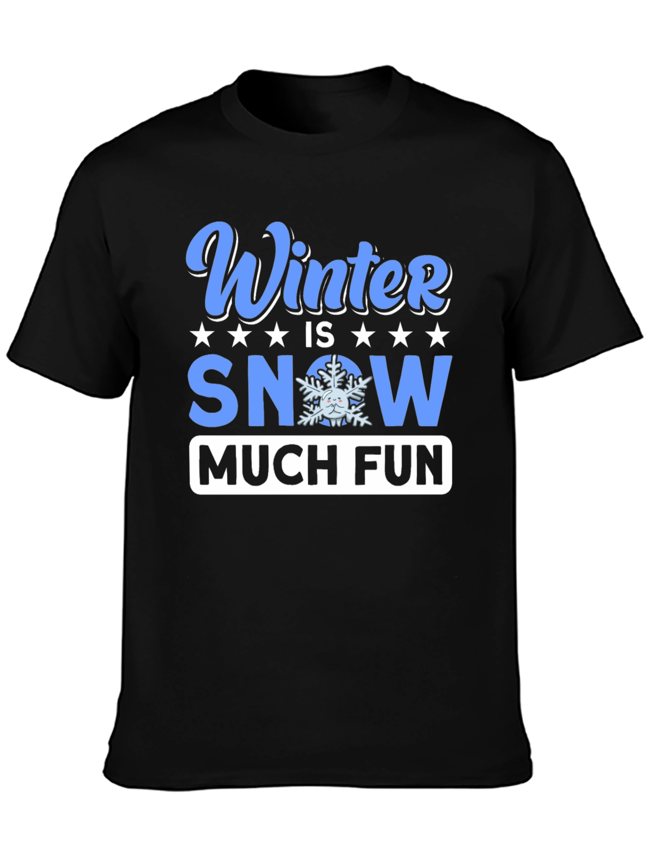 Winter Snow Much Fun Black T-Shirt