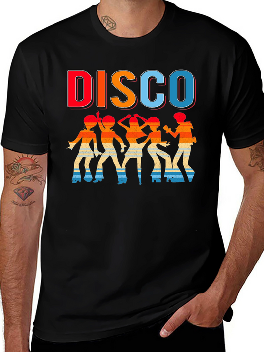 Retro Disco Dancer Graphic T-Shirt - Black
