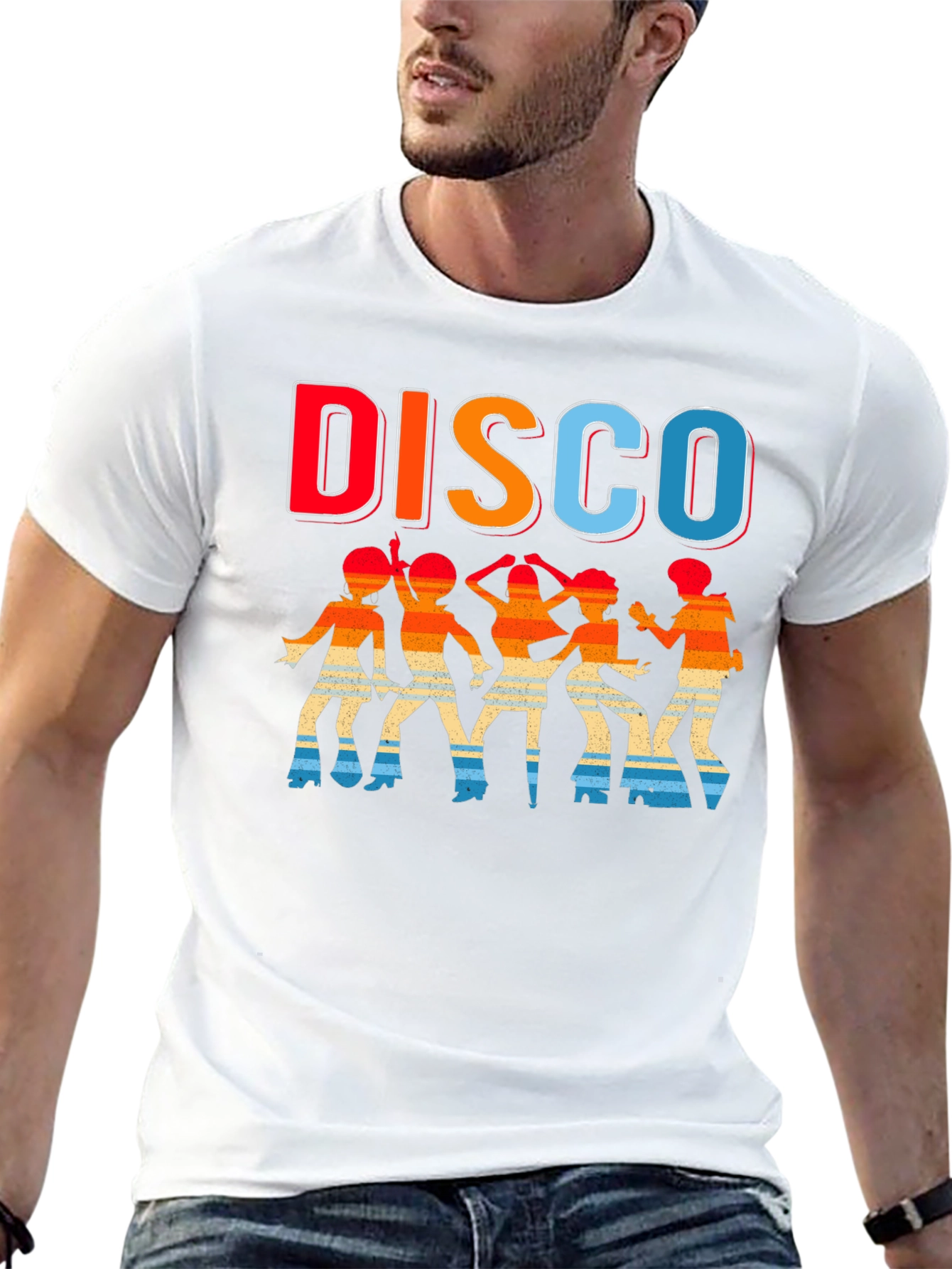 Retro Disco Dancer Graphic T-Shirt - Black