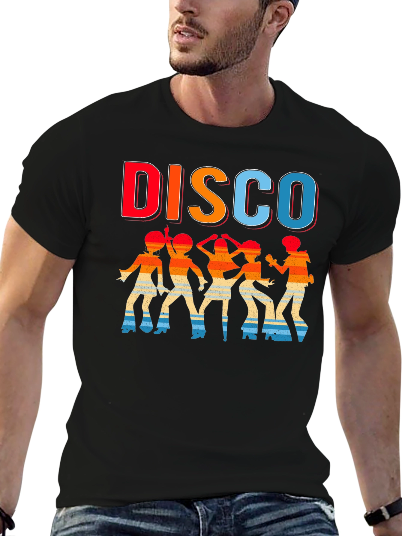 Retro Disco Dancer Graphic T-Shirt - Black