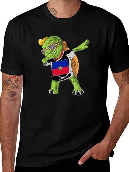 Turtle Dabbing Haiti Flag T-Shirt