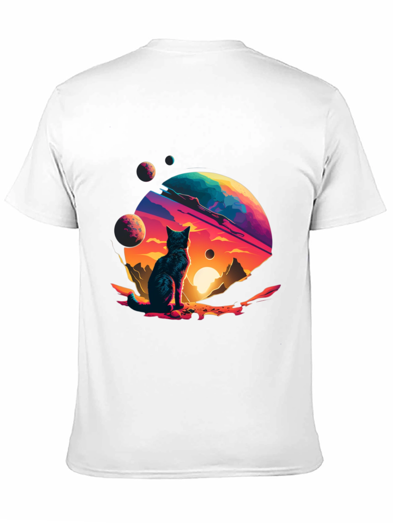 Cosmic Cat T-Shirt - Space Planet Design