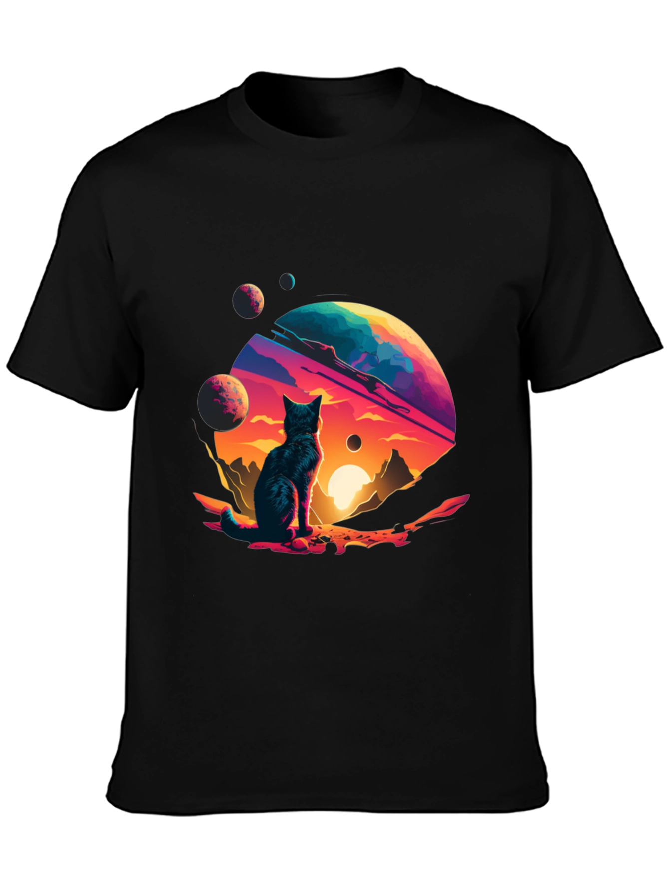 Cosmic Cat T-Shirt - Space Planet Design