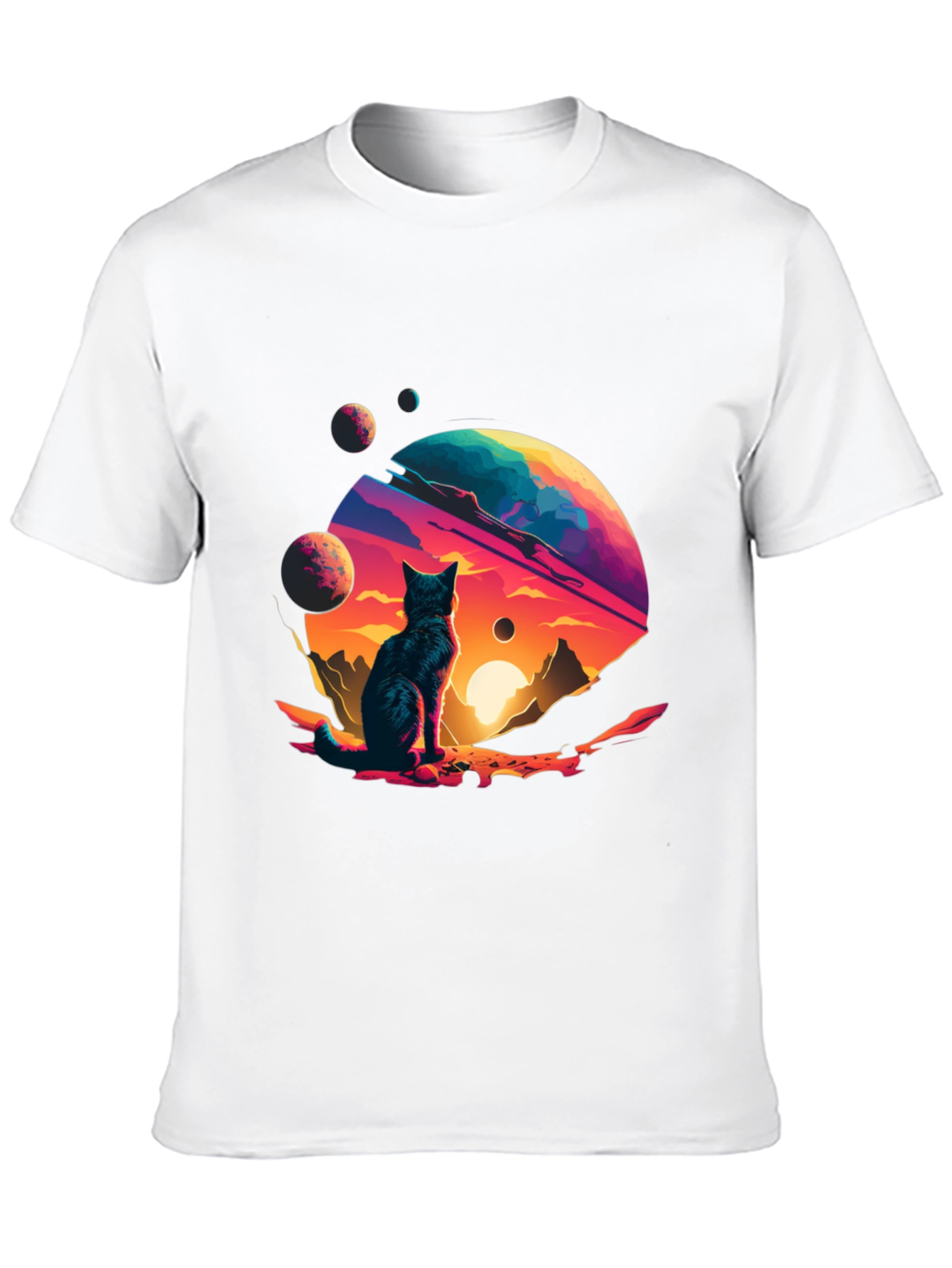 Cosmic Cat T-Shirt - Space Planet Design