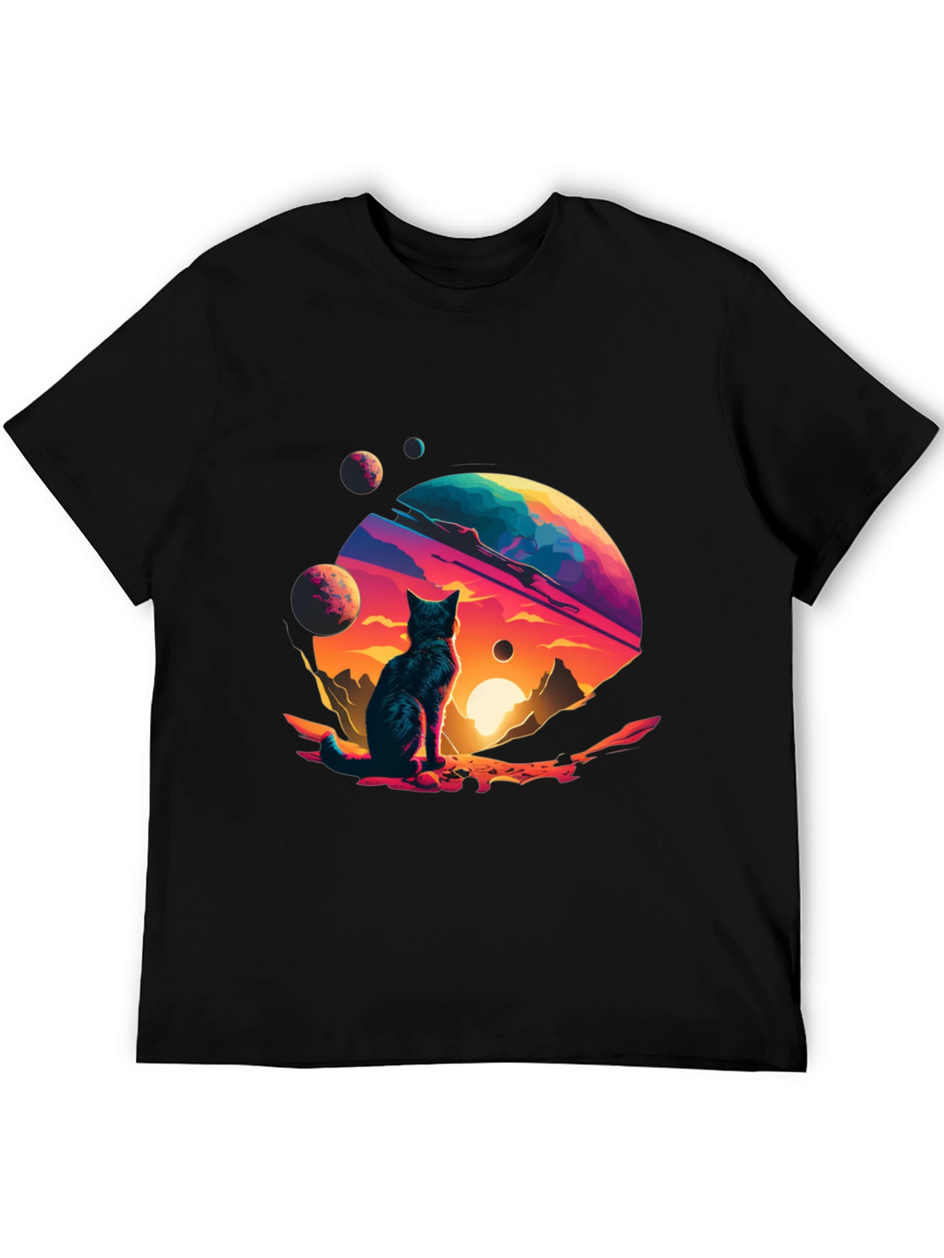 Cosmic Cat T-Shirt - Space Planet Design