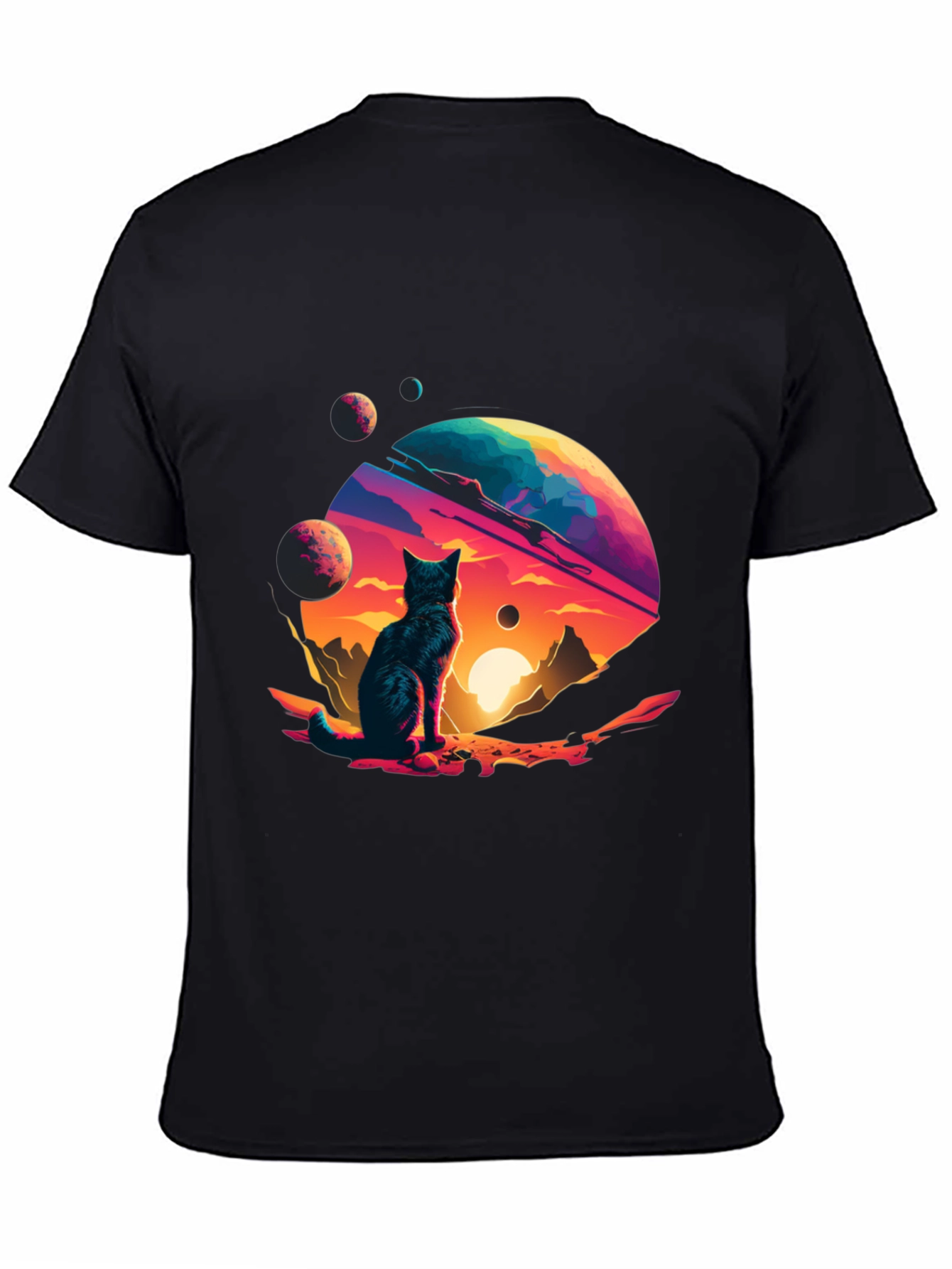 Cosmic Cat T-Shirt - Space Planet Design