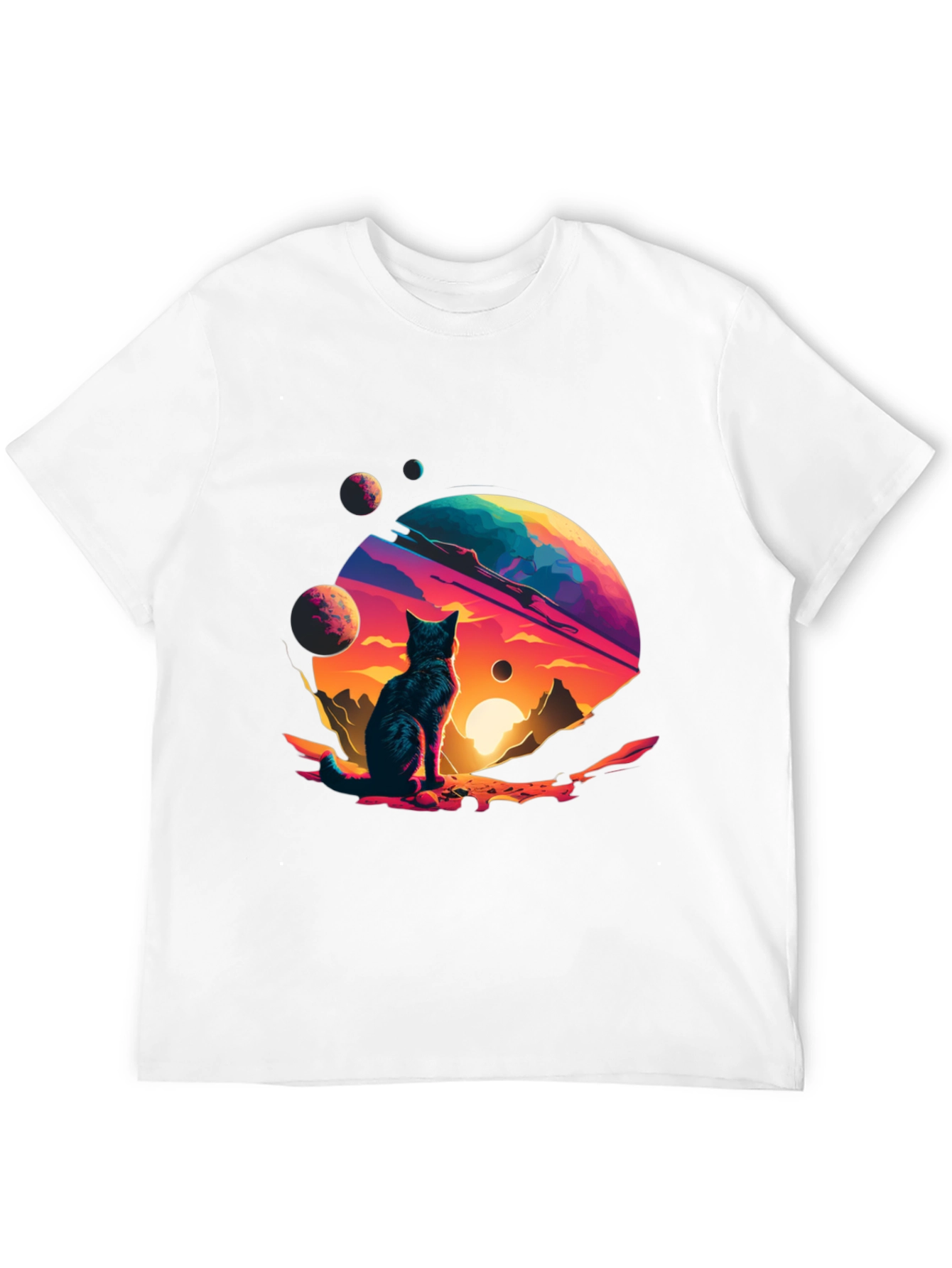 Cosmic Cat T-Shirt - Space Planet Design