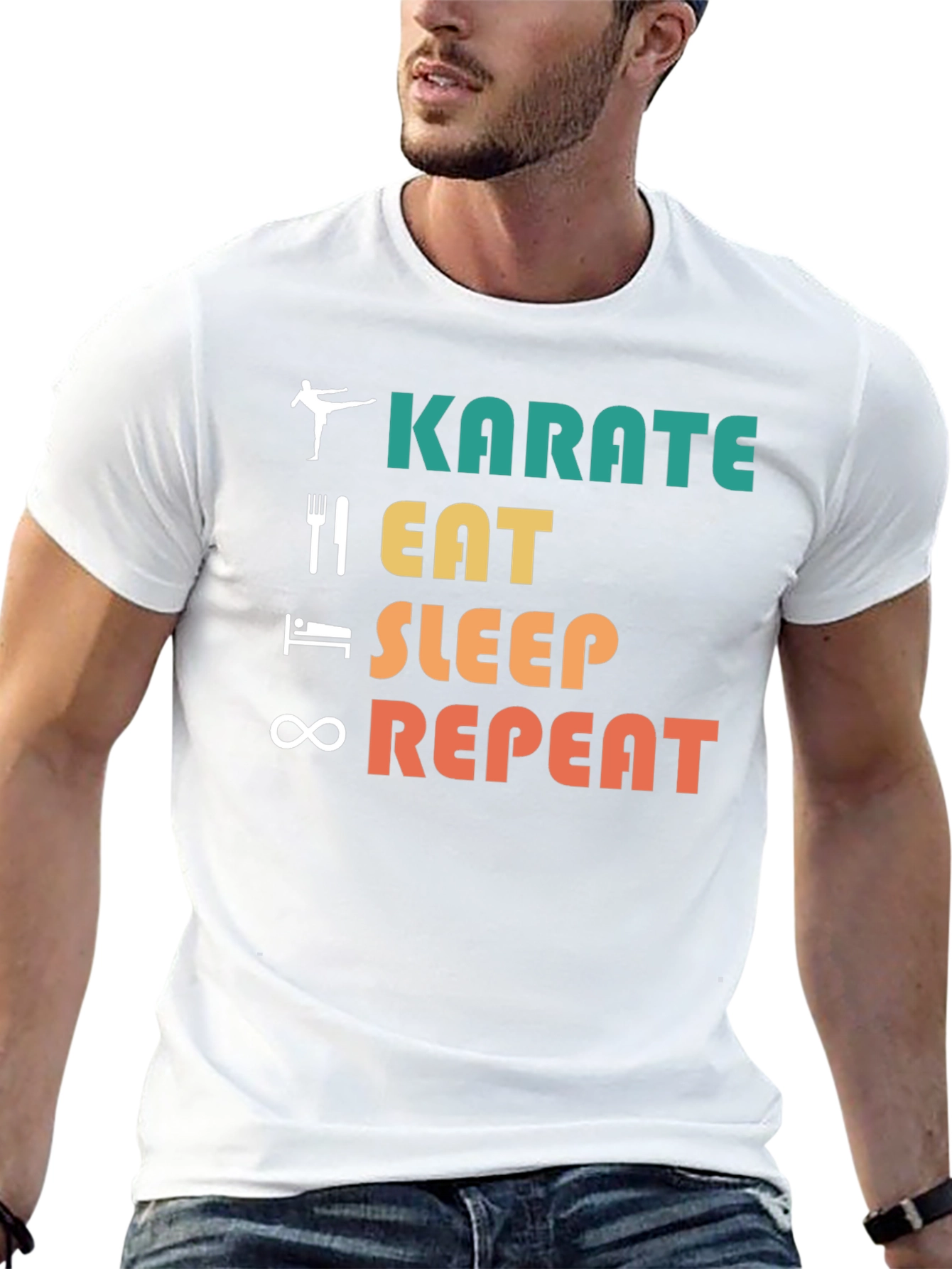 Karate Eat Sleep Repeat T-Shirt Martial Arts Tee