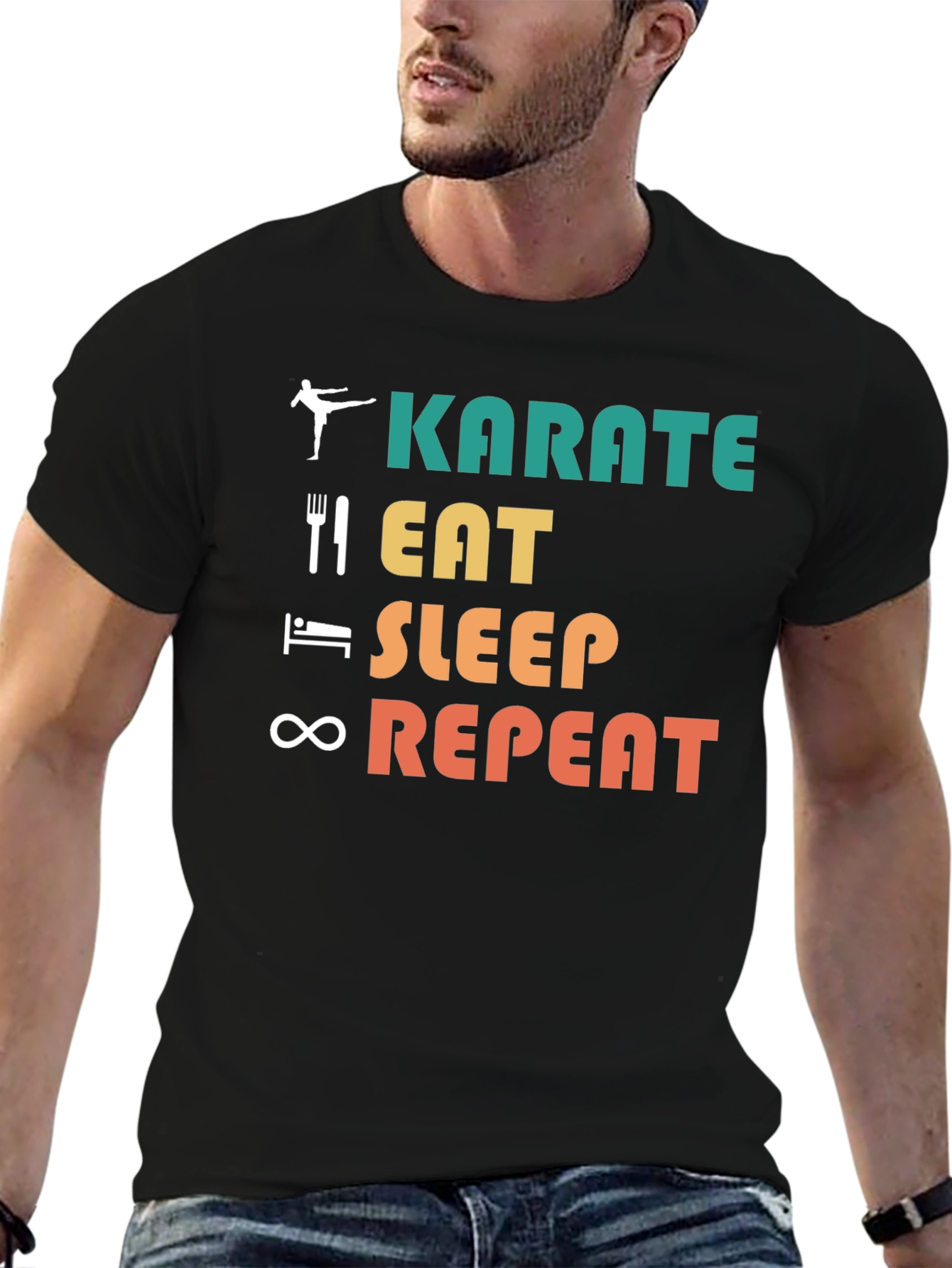 Karate Eat Sleep Repeat T-Shirt Martial Arts Tee