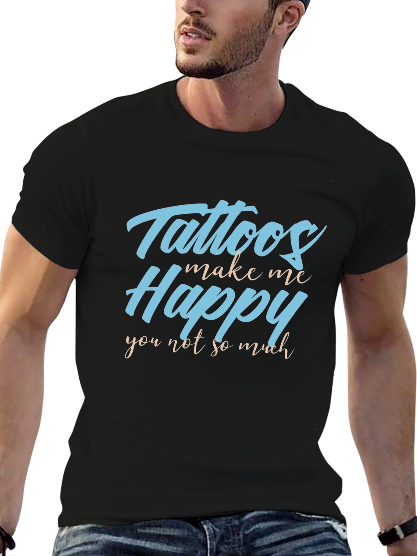 Tattoos Make Me Happy T-Shirt - Black