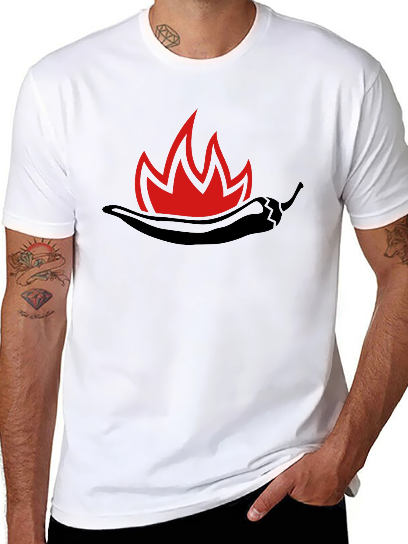 Spicy Chili Pepper Flame Graphic T-Shirt