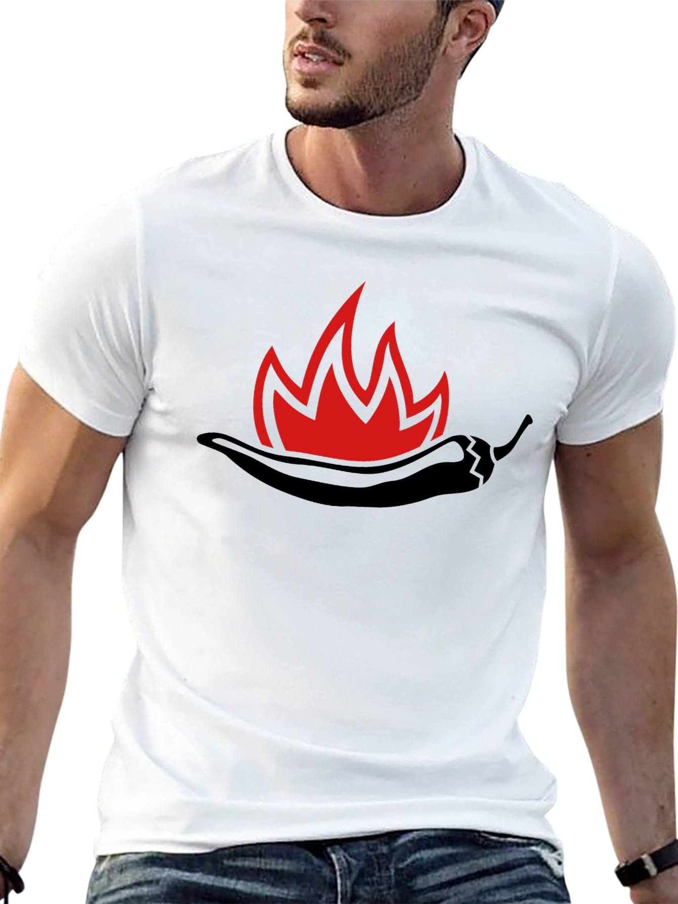 Spicy Chili Pepper Flame Graphic T-Shirt