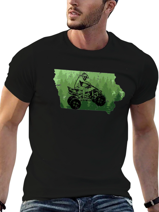 Iowa ATV Rider T-Shirt - Green Graphic Tee