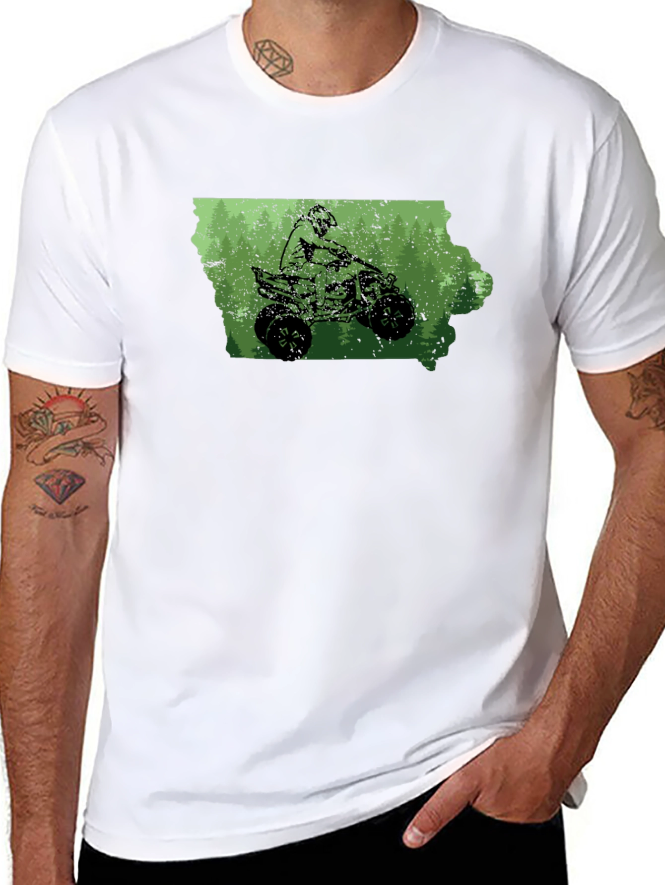 Iowa ATV Rider T-Shirt - Green Graphic Tee