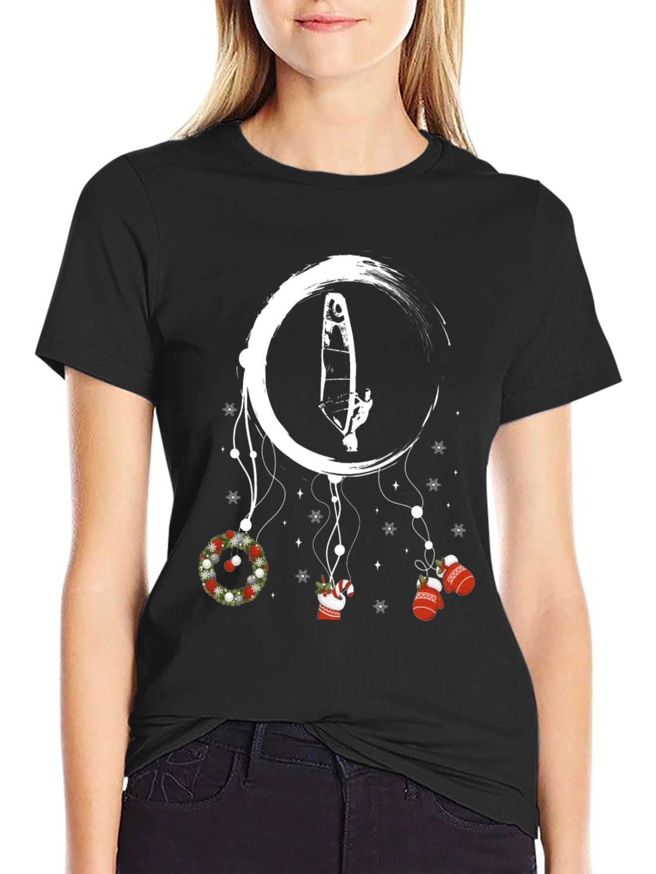 Festive Windsurfer Christmas T-Shirt