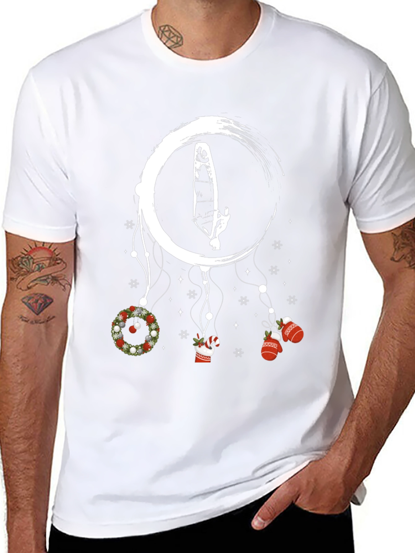 Festive Windsurfer Christmas T-Shirt
